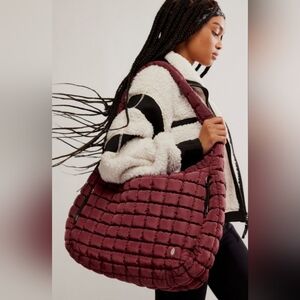 NWT Free People Movement Quilted Carryall Bag -  Deep Mulberry/Dark Wine
